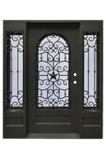 Starred Emblem wrought iron front door with emblem detailing and black powder-coated finish by Nationwide Iron Works