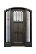 Linear Luxe modern iron door with geometric design and matte black finish