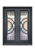 Celestial Orbit Double Iron Door – Geometric Iron Design with Architectural Calm"