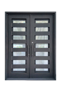 Tiered View Double Iron Door – Geometric Ironwork for Minimalist Elegance
