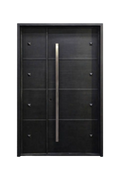Vanguard wrought iron door with strong vertical bars and medieval-inspired design