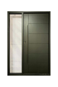 Urban Olive Single Iron Door – Modern Earth-Toned Design