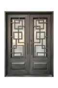 Imperial Maze Double Iron Door – Geometric Iron Design for Strong Entrances