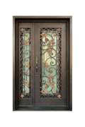 Woven Vines rustic iron door with botanical scrollwork and antique finish