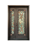 Woven Vines Rustic Iron Front Door With Sidelights