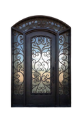 Savoy Arched single iron door with curved top and detailed wrought iron craftsmanship