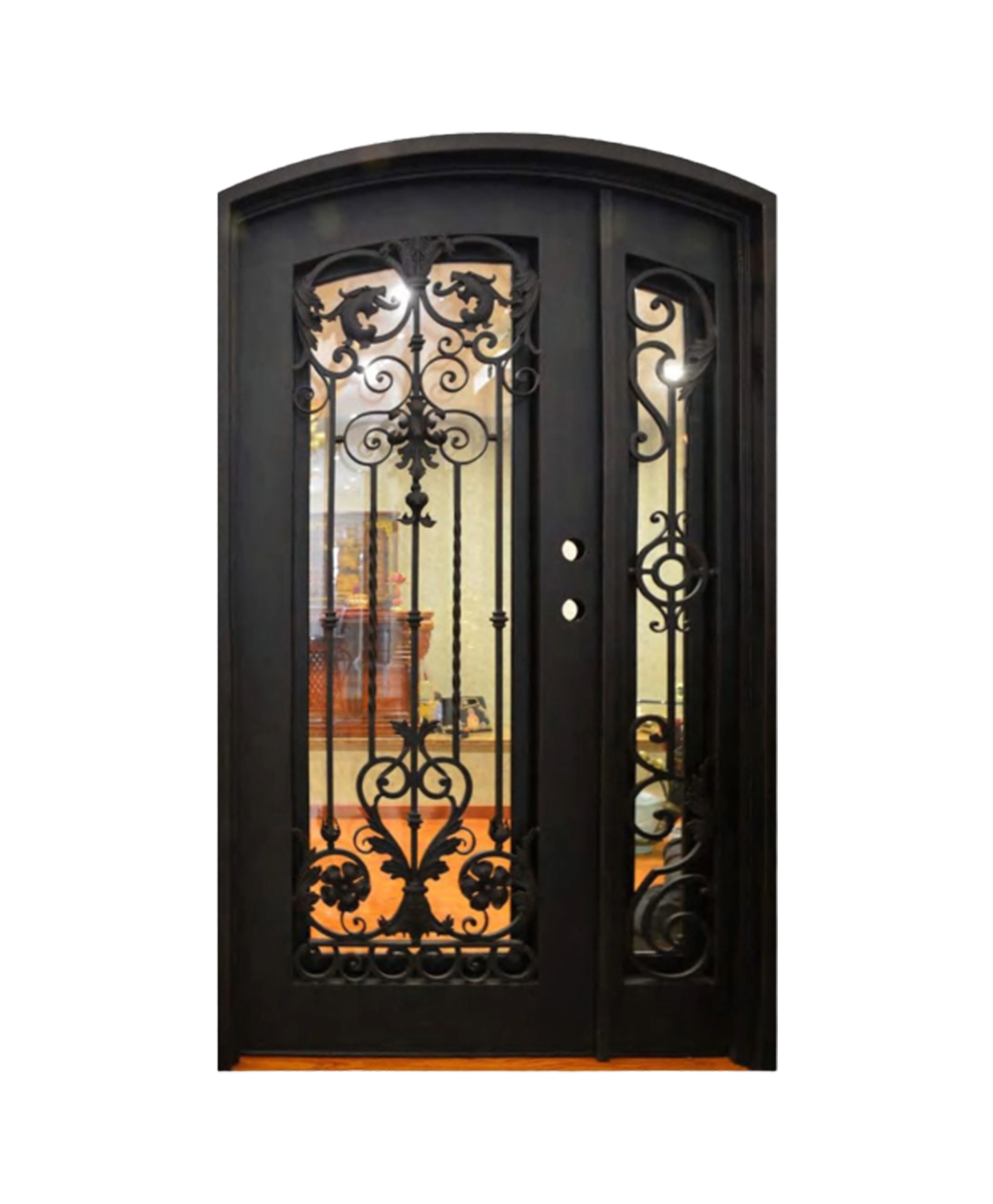 Grandview Nouveau Iron Front Door With Sidelights