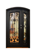 Grandview Nouveau iron door with floral detailing and elegant black finish