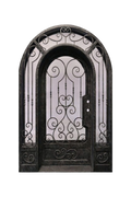Imperial Garden single iron door with detailed floral motifs and classic black finish