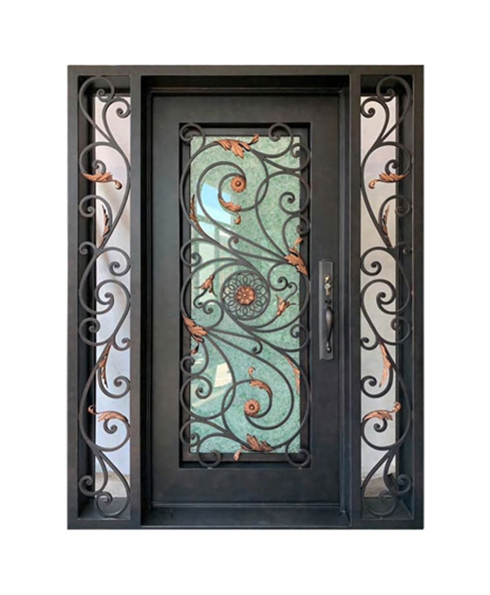 Bronze Laurel Iron Single Front Door