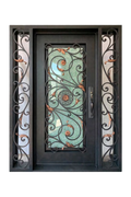 Bronze Laurel iron door with laurel leaf detailing and antique bronze patina