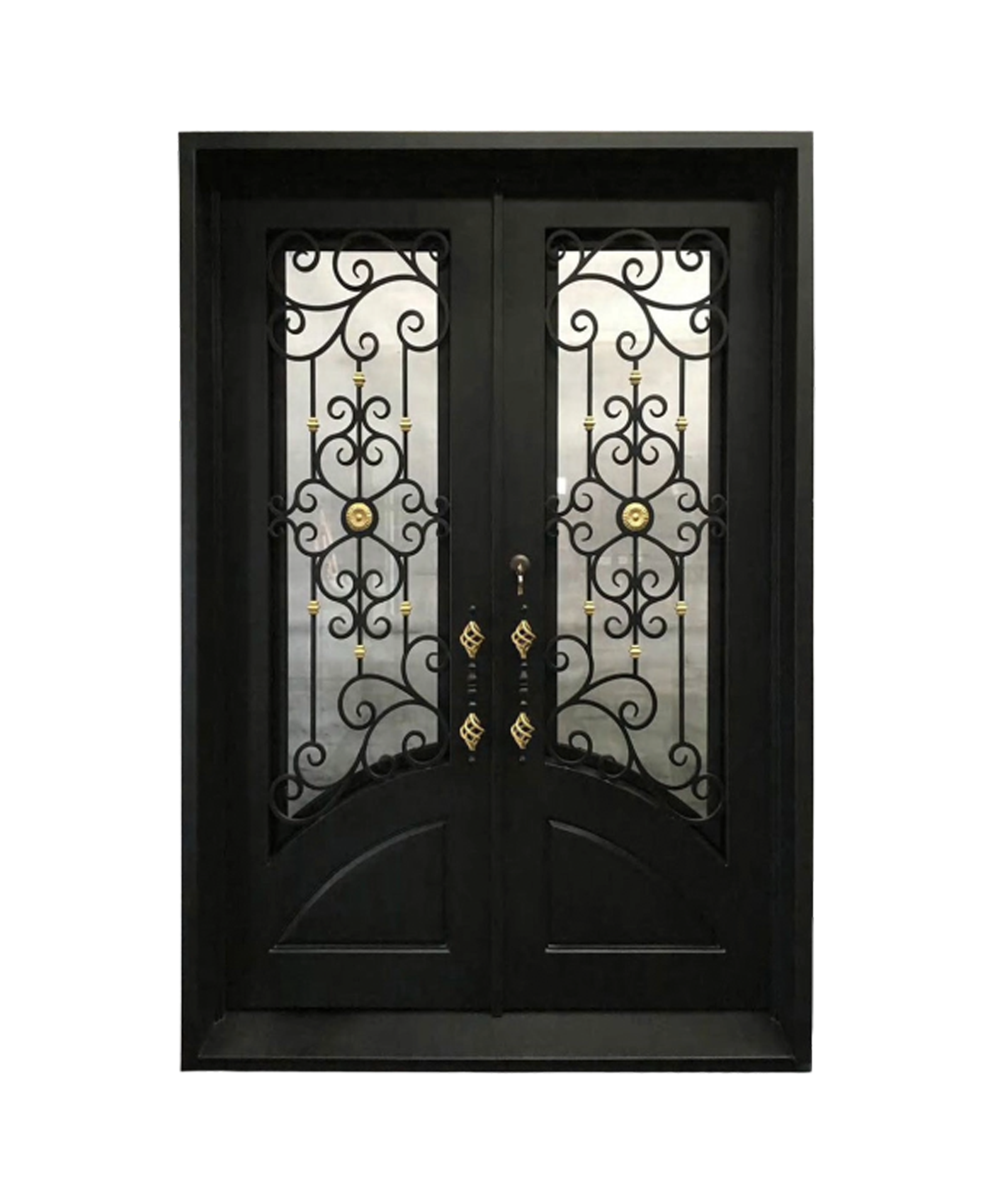 Gilded Flower Iron Double Front Door