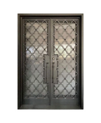 Arpels Quatrefoil Iron Double Front Door