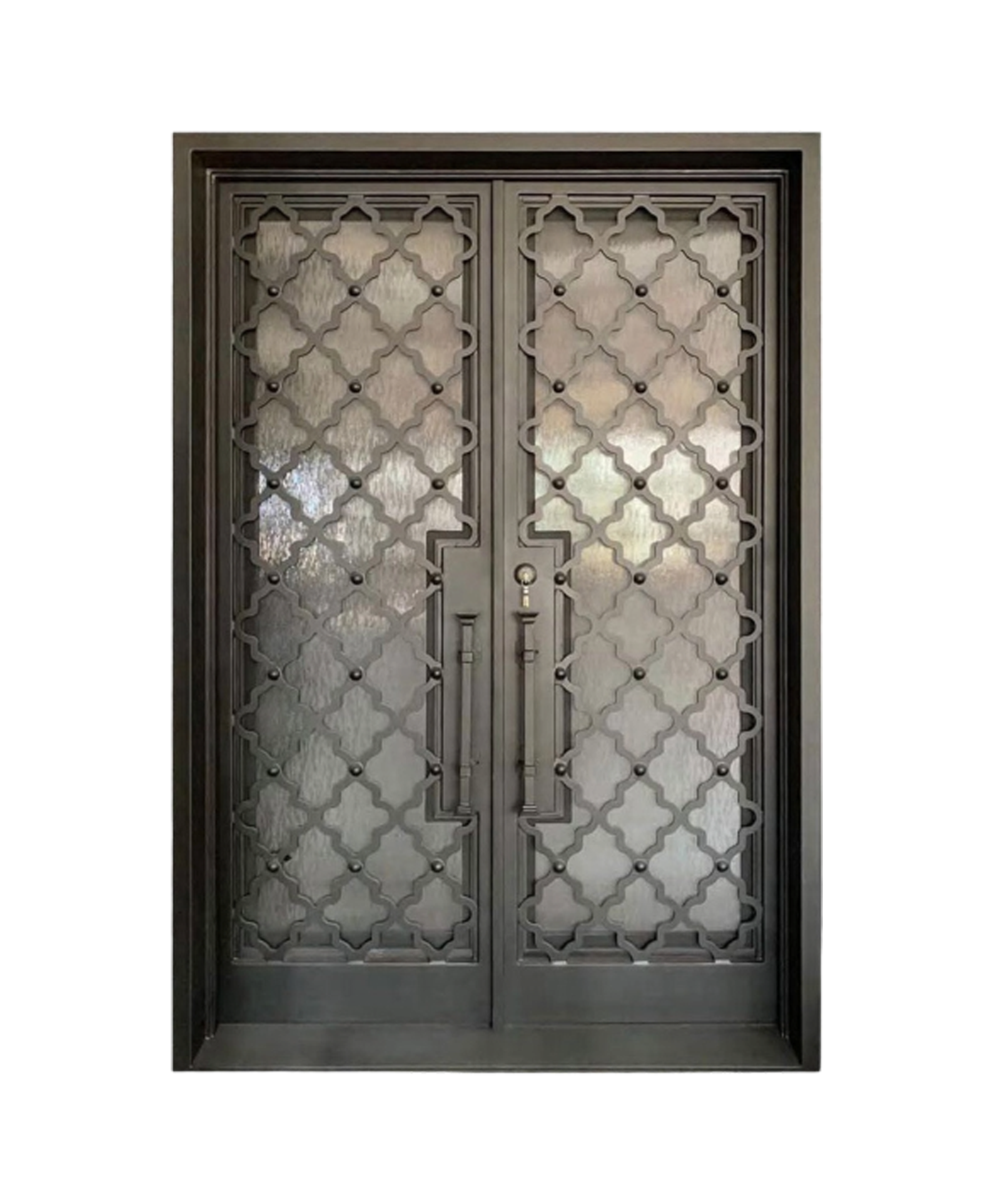 Arpels Quatrefoil Iron Double Front Door