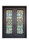 Elegant Autumn Double Iron Door – Burnished Bronze Ironwork with Curved Detailing