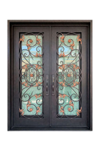 Elegant Autumn Double Iron Door – Burnished Bronze Ironwork with Curved Detailing