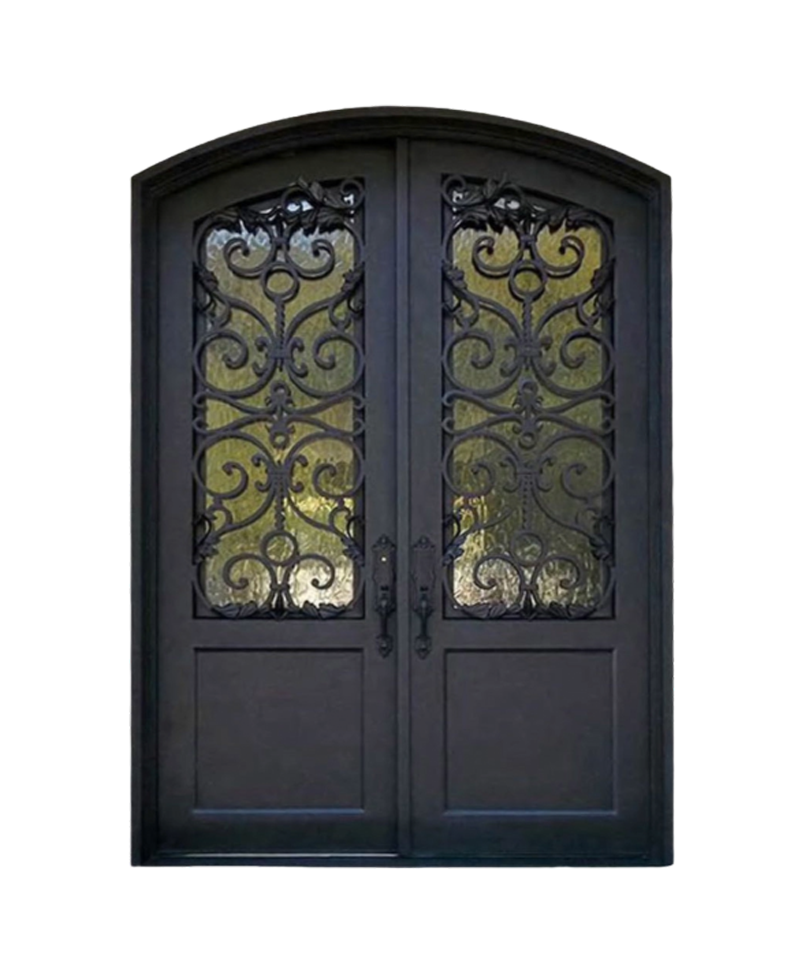 Midnight Sonata Arched Iron Double Front Door