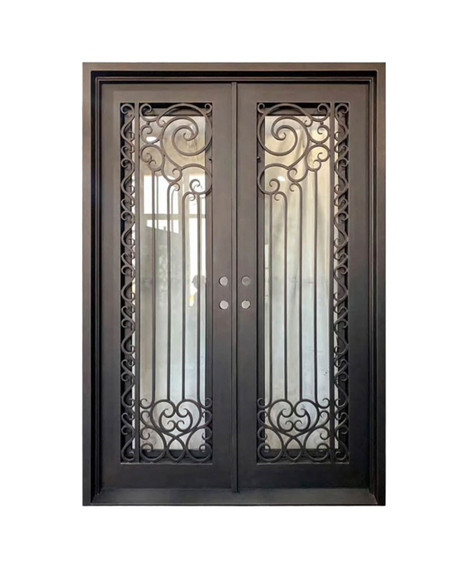 Baroque Scroll Iron Double Front Door