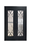 Garden Stairwell Double Iron Door – Floral Ironwork with Custom Detailing