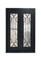 Garden Stairwell Double Iron Door – Floral Ironwork with Custom Detailing