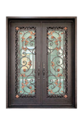 Blue Autumn Double Iron Door – Vineyard-Inspired Design with Custom Ironwork