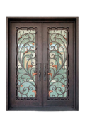 Autumnal Plume Double Iron Door – Rustic Elegance with Warm Iron Detailing
