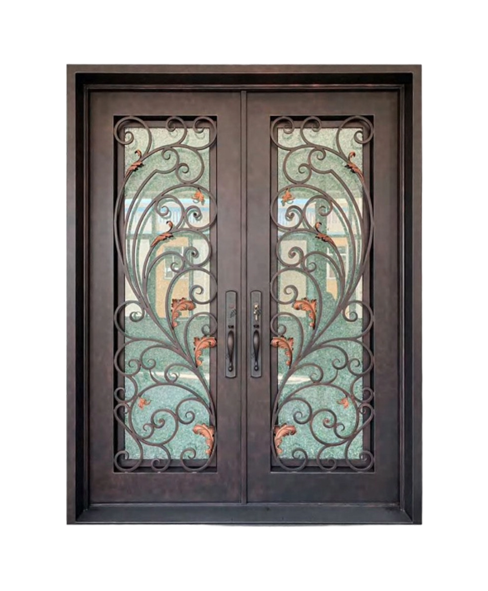Autumnal Plume Iron Double Front Door