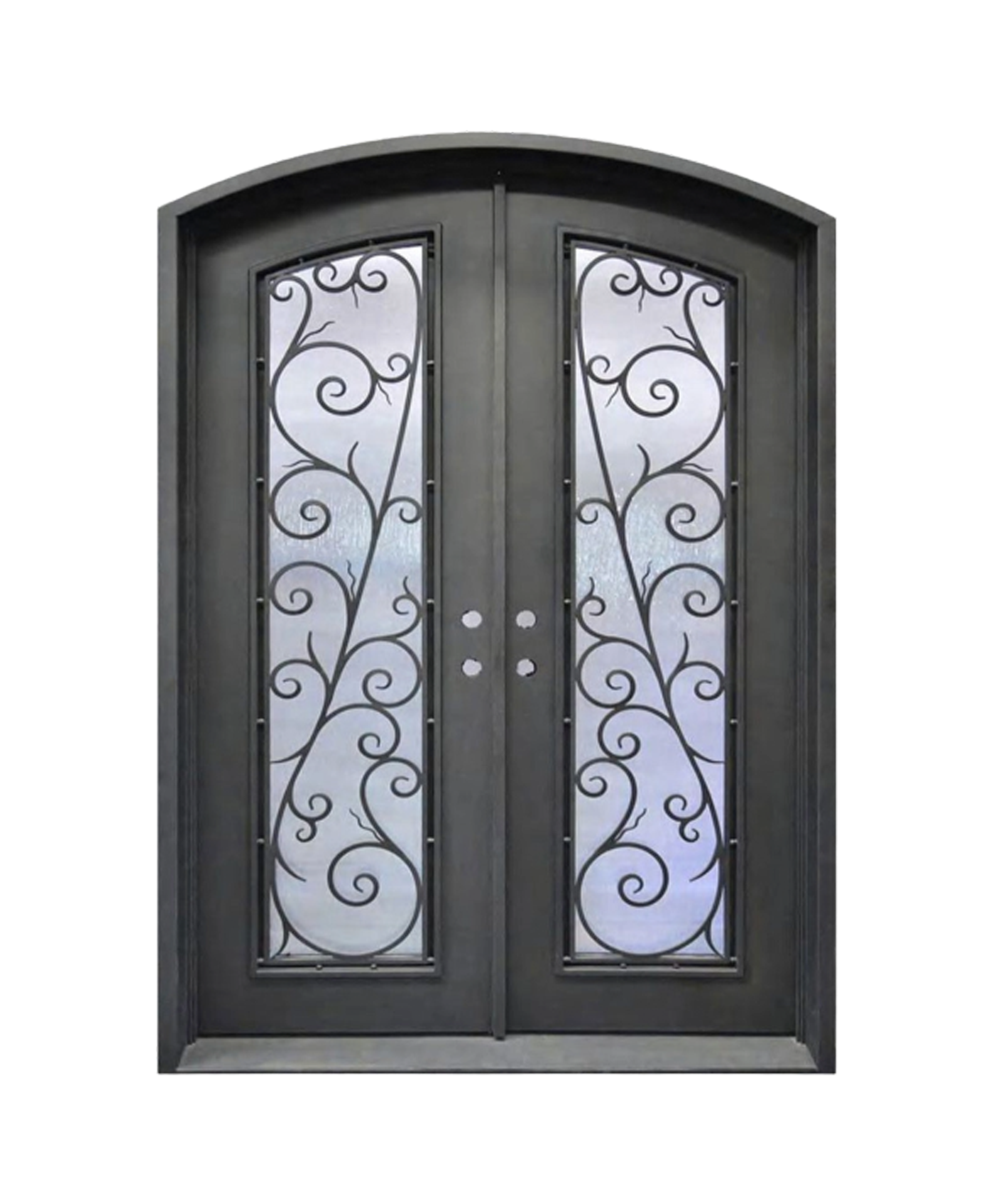 Watercress Arched Iron Double Front Door