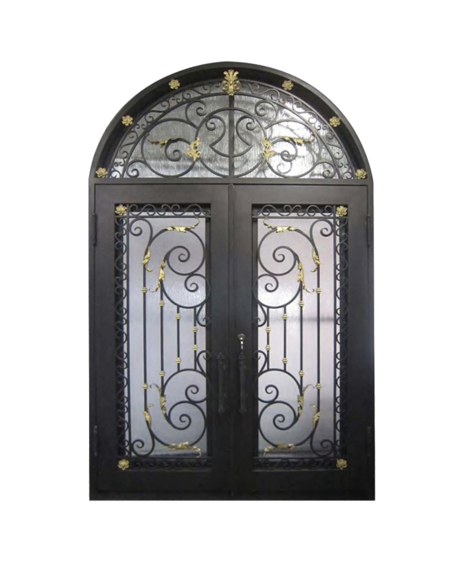 Gilded Trellis Iron Double Front Door