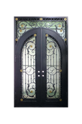Gilded Initial Double Iron Door – Regal Ironwork with Archway Design