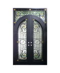 Gilded Initial Archway Iron Double Front Door