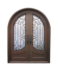 Rustic Trellis Arched Iron Double Front Door