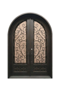 Veiled Arch Double Iron Door – Floral Motif Design by Nationwide Iron Works