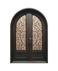 Veiled Arch Iron Double Front Door