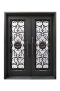 Sunflower Lavalier Iron Door – Decorative Double Iron Doors with Luminous, Floral Design