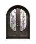 Ornate Passage Arched Iron Double Front Door