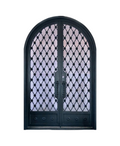 Royal Lattice Arched Iron Double Front Door