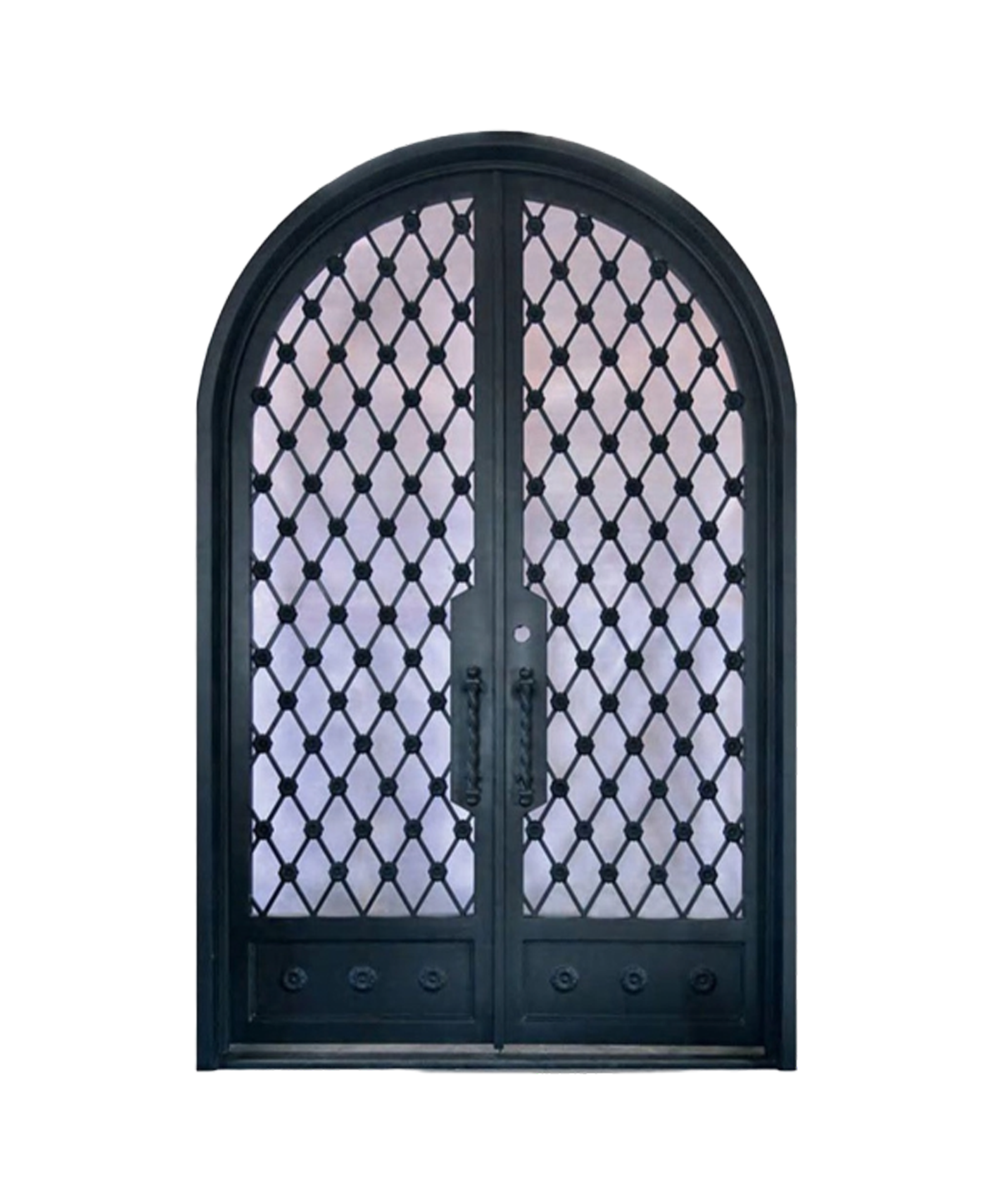 Royal Lattice Arched Iron Double Front Door