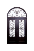 Nouveau Skylight Double Iron Door – Custom Glass and Ironwork Design