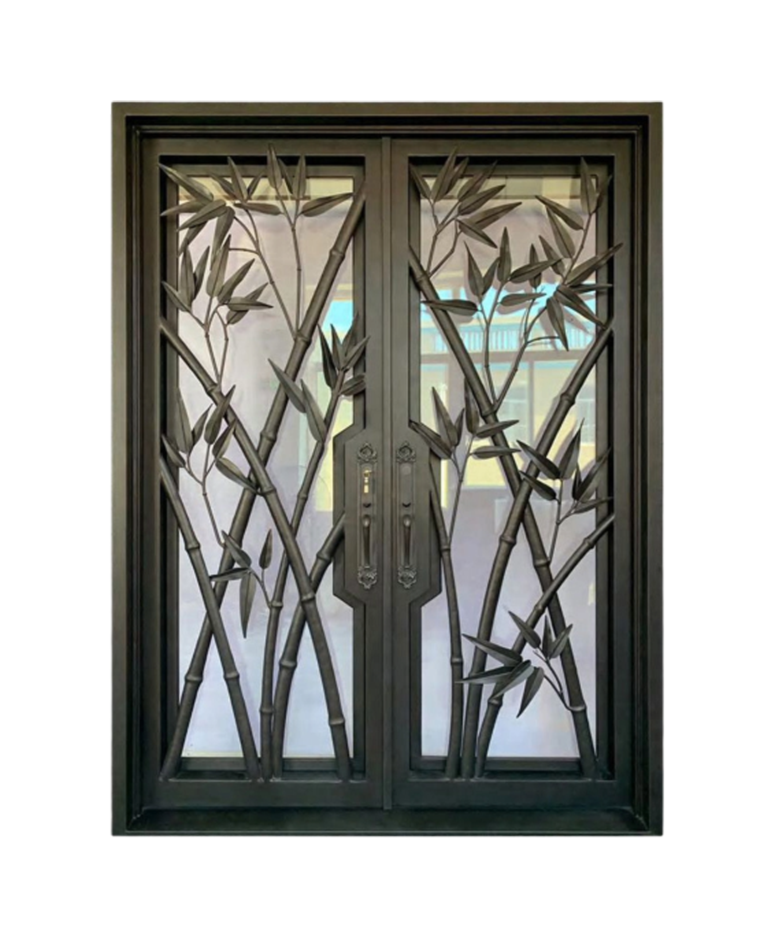 Bamboo Grove Iron Double Front Door