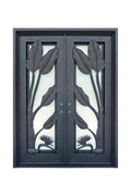 Paradise Leaf Double Iron Door – Organic Botanical Design with Custom Ironwork