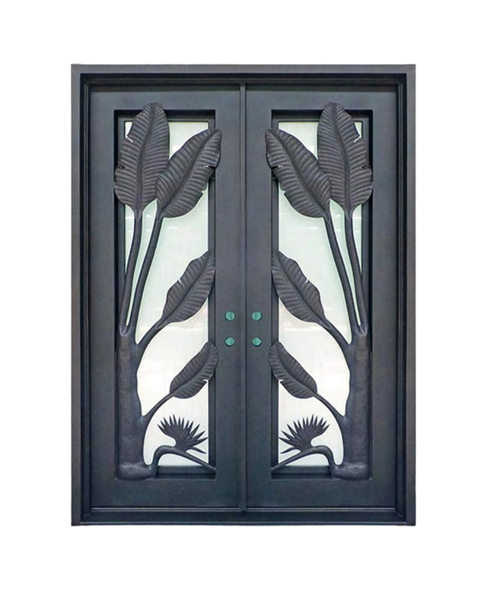 Paradise Leaf Iron Double Front Door