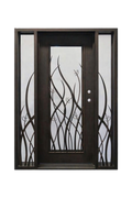 Wildflower Window Double Iron Door – Nature-Inspired Ironwork with Elegant Window Design