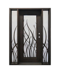 Wildflower Window Iron Double Front Door