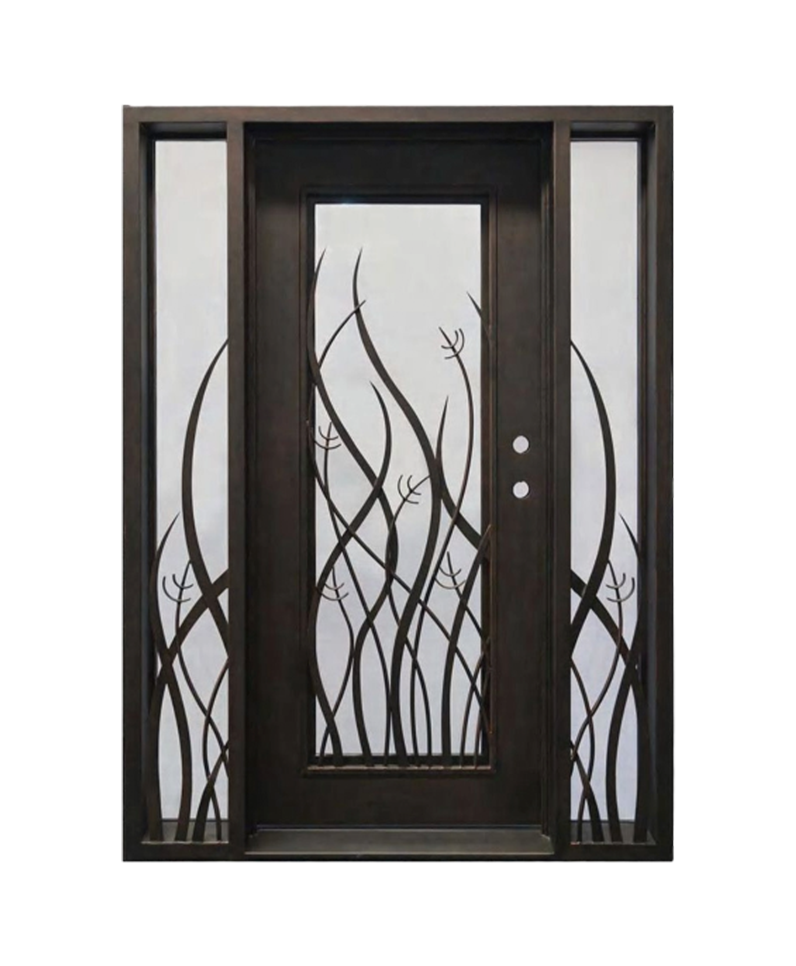 Wildflower Window Iron Double Front Door