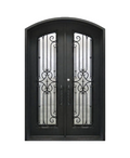 Twin Stars Paneled Iron Double Front Door